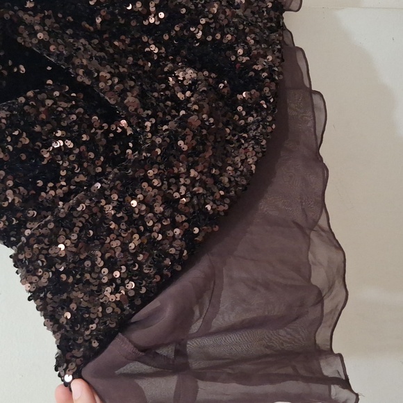 NWT ZARA SEQUIN MINI DRESS OPEN BACK BROWN FESTIVE COLLECTION - Picture 7 of 9